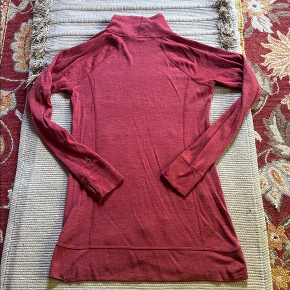 Smartwool tunic mock neck top masala red 250 merino wool kangaroo pocket women S - Picture 2 of 13